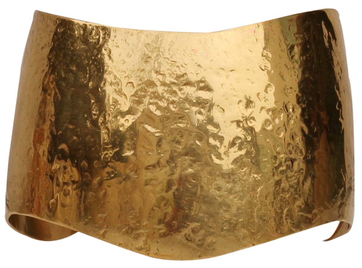 2.2” Golden Brass Cuff Bracelet with Hammered Effect - Formal Accessories / Jewelry / Gifts for Her - Buy in Bulk Wholesale